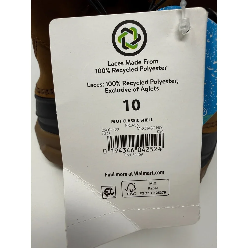 Ozark Trail Snow Boots 10 Brown Waterproof Insulated Leather‎ NWT Classic Men's